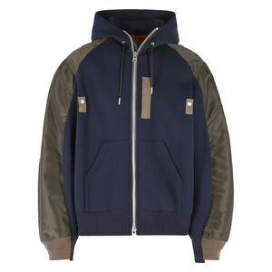 Sacai Navy Cotton And Khaki Blend Sweatshirt Men